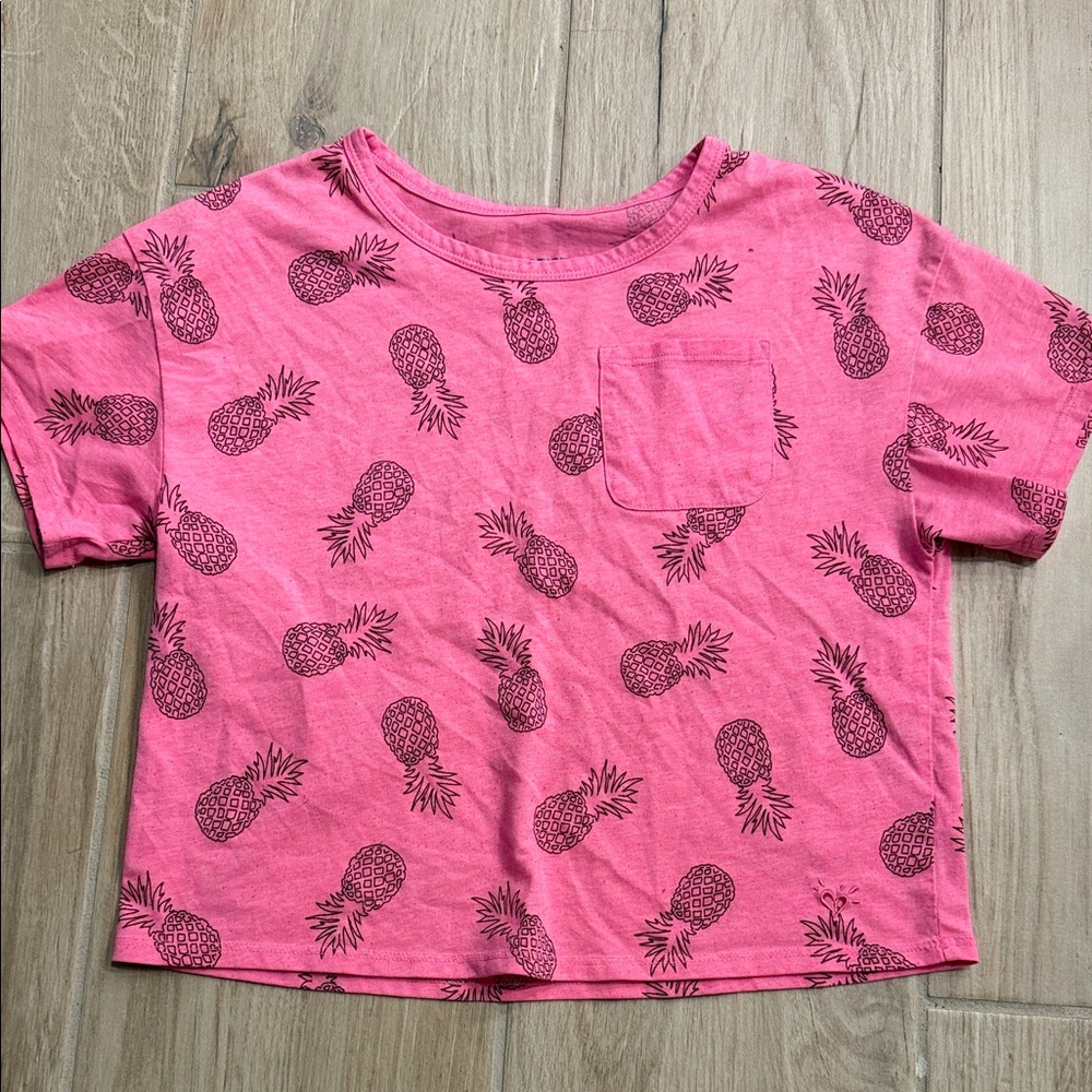 Pink Pineapple Print Kids Shirt Sz 10